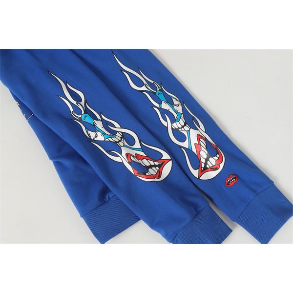 クロムハーツ コピー Chrome Hearts パーカーおすすめ ブルー 袖フレイム × バックキャラ 快適仕様 2025秋冬対応