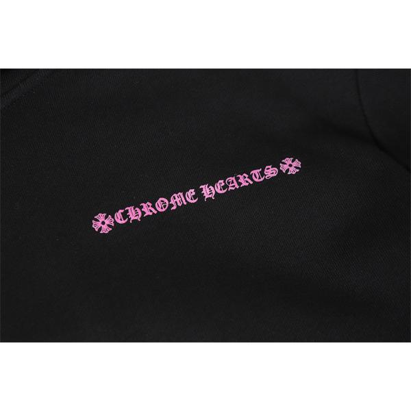プレミアム感 ブラック ピンクフラワー刺繍 抜群 防寒仕様 2025秋冬定番 クロムハーツ コピー Chrome Hearts パーカー