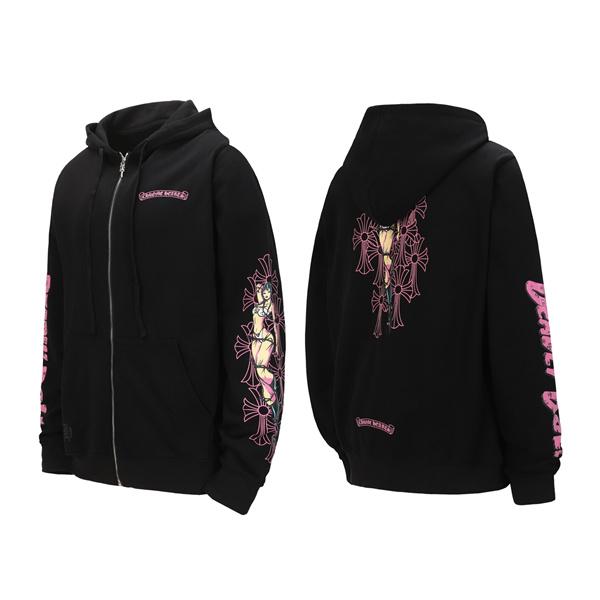 期間限定 ブラック ピンククロス × バックフィギュア 2025秋冬対応 クロムハーツ コピー Chrome Hearts パーカー