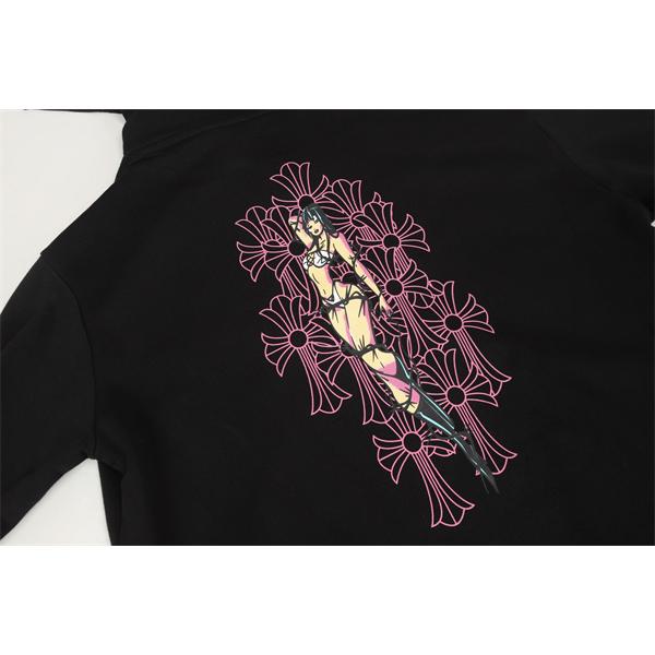 期間限定 ブラック ピンククロス × バックフィギュア 2025秋冬対応 クロムハーツ コピー Chrome Hearts パーカー