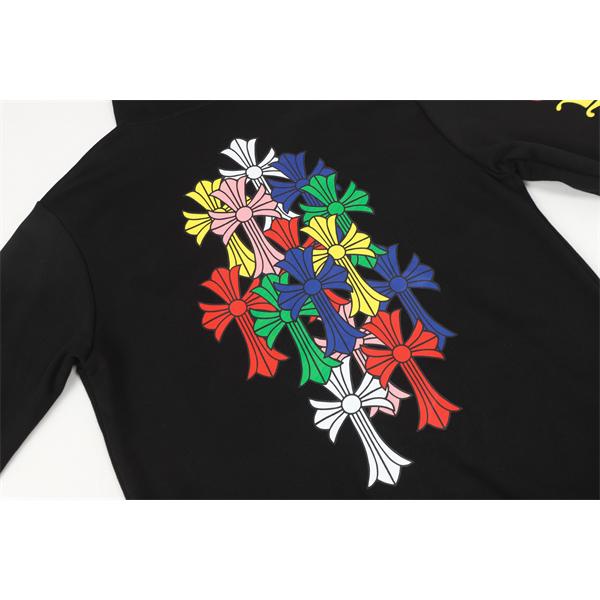 おすすめ人気 ホワイト マルチカラークロス 刺繍 冷え対策 2025秋冬コーデ クロムハーツ 偽物 Chrome Hearts パーカー