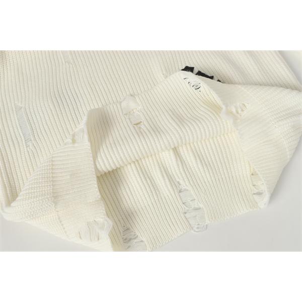 レアスタイル ホワイト ダメージ加工 クロス刺繍 2025秋冬対応 クロムハーツ 偽物 Chrome Hearts ニット