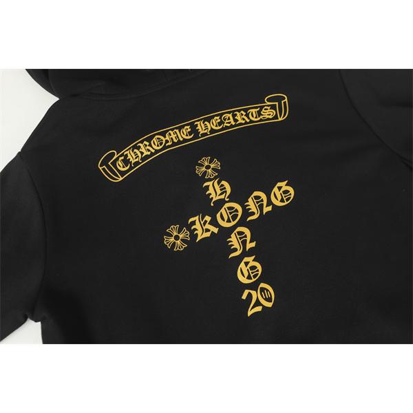 クロムハーツ コピー Chrome Hearts パーカー 数量限定！ ブラック ゴールド 重厚スタイル モード系 2025秋冬対応