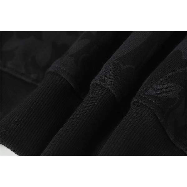 クロムハーツ コピー Chrome Hearts パーカー プレミアム品質 ブラック フラワーモチーフ袖 上質素材 2025秋冬準備