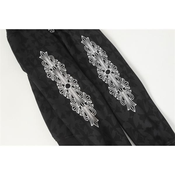 クロムハーツ コピー Chrome Hearts パーカー プレミアム品質 ブラック フラワーモチーフ袖 上質素材 2025秋冬準備