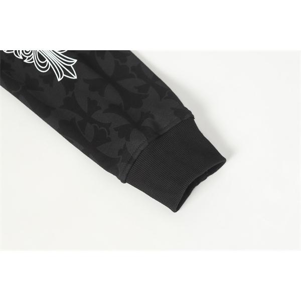 クロムハーツ コピー Chrome Hearts パーカー プレミアム品質 ブラック フラワーモチーフ袖 上質素材 2025秋冬準備