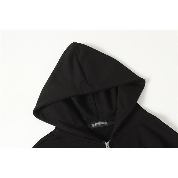 快適さ重視 グレー × ブラック シンプル 2025秋冬対応 クロムハーツ コピー Chrome Hearts ジップパーカー