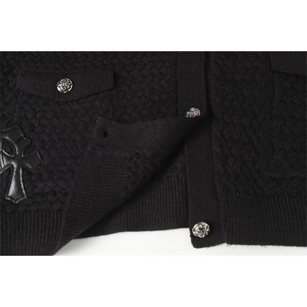 上質感たっぷり グレー × ブラック 刺繍 着心地抜群 クロムハーツ コピー Chrome Hearts カーディガン