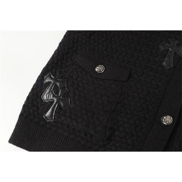 上質感たっぷり グレー × ブラック 刺繍 着心地抜群 クロムハーツ コピー Chrome Hearts カーディガン
