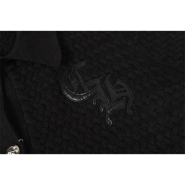 上質感たっぷり グレー × ブラック 刺繍 着心地抜群 クロムハーツ コピー Chrome Hearts カーディガン