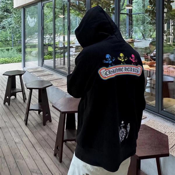 人気上昇 カラーポップ ブラック ストリート映え 新着トレンド クロムハーツ 偽物 Chrome Hearts パーカー
