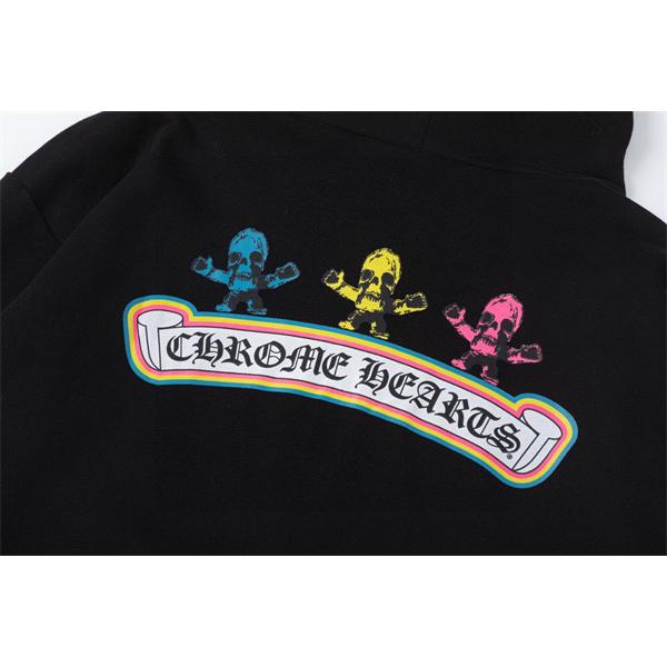 人気上昇 カラーポップ ブラック ストリート映え 新着トレンド クロムハーツ 偽物 Chrome Hearts パーカー