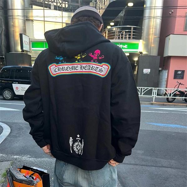 人気上昇 カラーポップ ブラック ストリート映え 新着トレンド クロムハーツ 偽物 Chrome Hearts パーカー