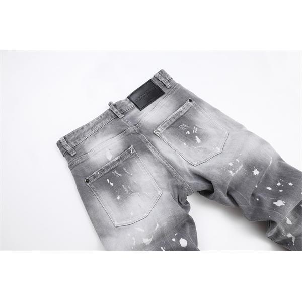 Dsquared2 激安 グレー ダメージデニム メンズ ヴィンテージ加工 ストレッチ スキニーフィット ジーンズ