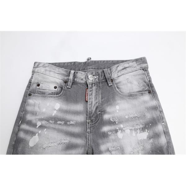 Dsquared2 激安 グレー ダメージデニム メンズ ヴィンテージ加工 ストレッチ スキニーフィット ジーンズ
