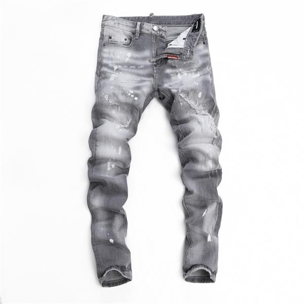 Dsquared2 激安 グレー ダメージデニム メンズ ヴィンテージ加工 ストレッチ スキニーフィット ジーンズ