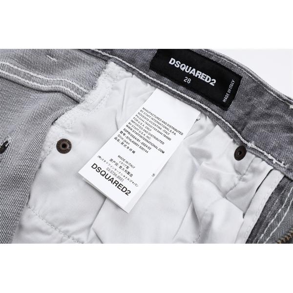 Dsquared2 激安 グレー ダメージデニム メンズ ヴィンテージ加工 ストレッチ スキニーフィット ジーンズ