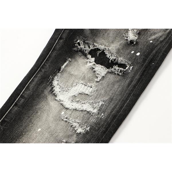 Dsquared2 激安 ブラック ダメージデニム メンズ ペンキ加工 ヴィンテージ スキニーフィット ジーンズ