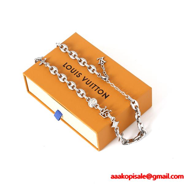 ☆LOUIS VUITTON x Nigo☆  M03189☆ルイヴィトンネックレスコピー LV SAILOR MEDIUM CHAIN サイズ50-58cm
