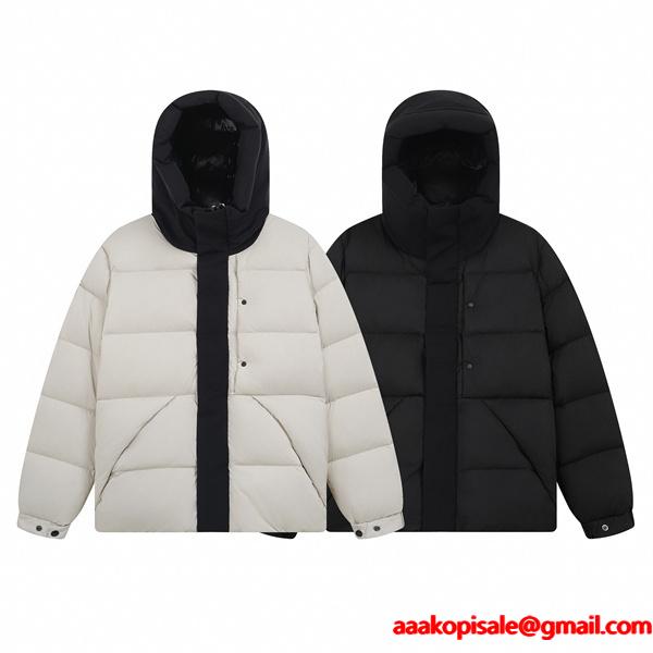 ホワイト×ブラック 切替デザイン 立体フード 高保温モデル MONCLER モンクレール コピー ダウンジャケット 秋冬注目