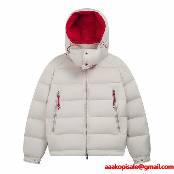 ホワイト×レッド 内側配色 デザイン性高い 高機能 トレンド MONCLER モンクレール コピー ダウンジャケット