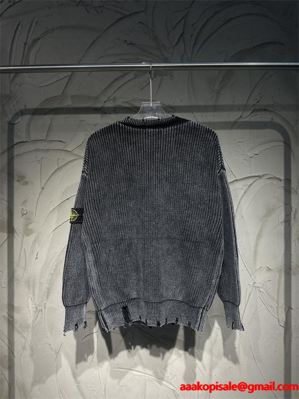 注目の新作 2025秋冬対応 ダメージ加工 プレミアム STONE ISLAND ストーンアイランド コピー ニットセーター