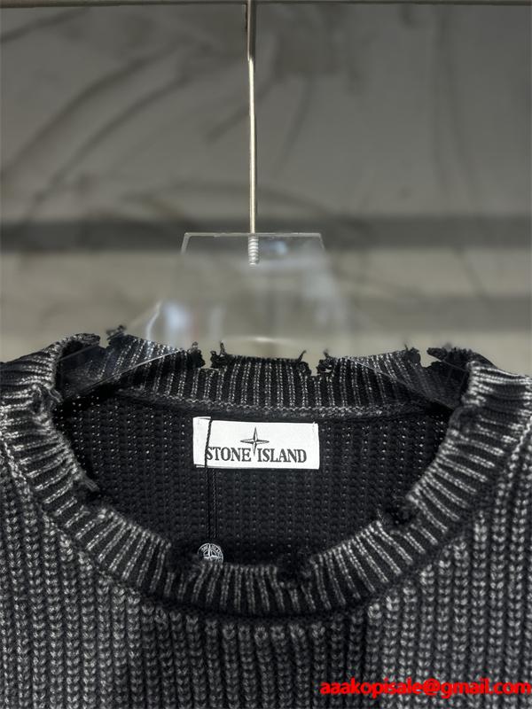 注目の新作 2025秋冬対応 ダメージ加工 プレミアム STONE ISLAND ストーンアイランド コピー ニットセーター