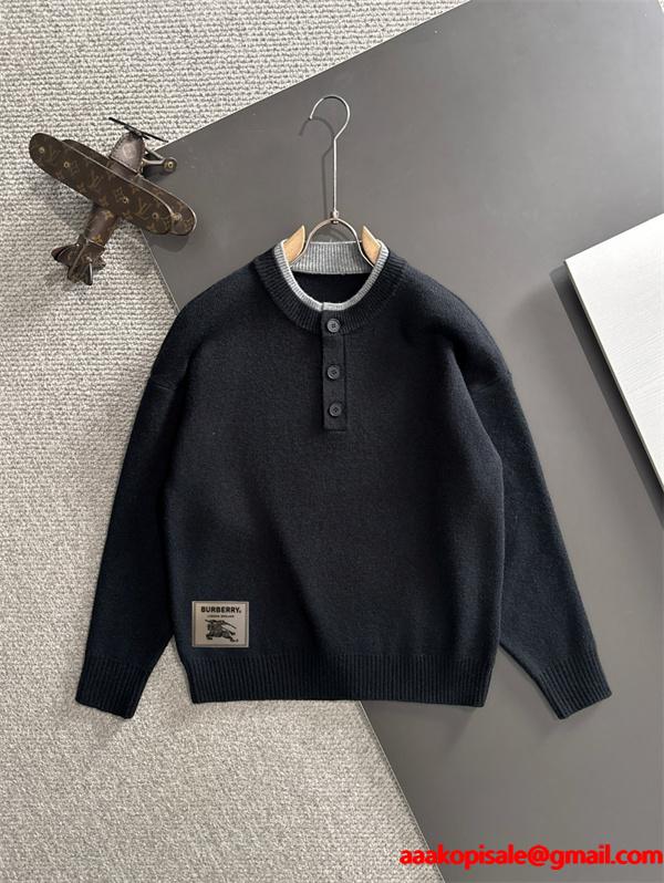 売れ筋必至 バーバリー コピー BURBERRY 2025新登場 グレー秋冬 上質ヘンリーニット