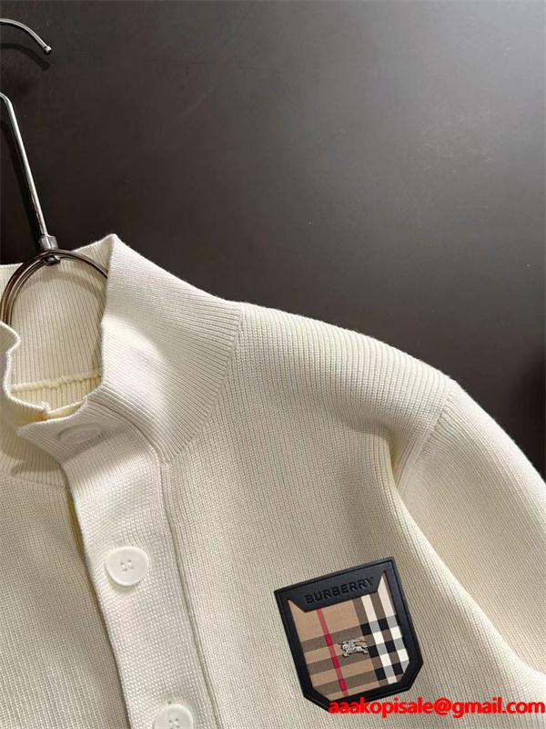 バーバリー コピー BURBERRY プレミアム感満載 2025新登場 ホワイト 秋冬 上質ニットカーディガン