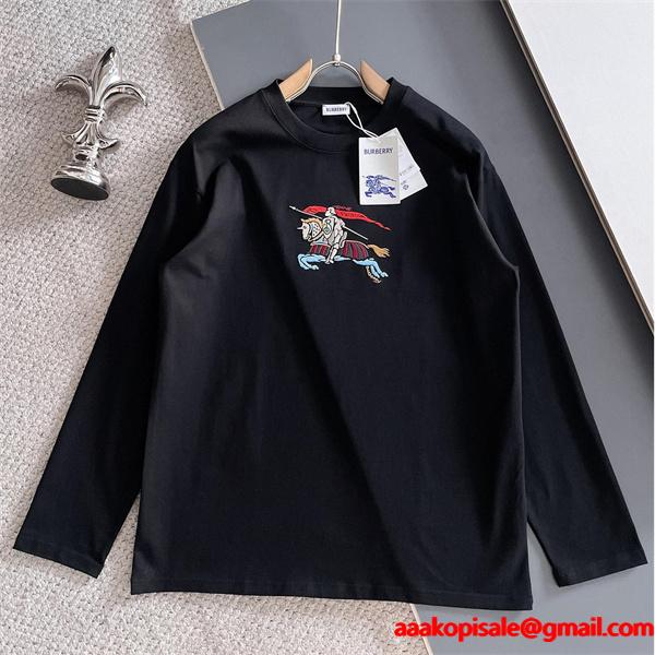話題沸騰 2025秋冬 ブラック 長袖Tシャツ バーバリー コピー BURBERRY
