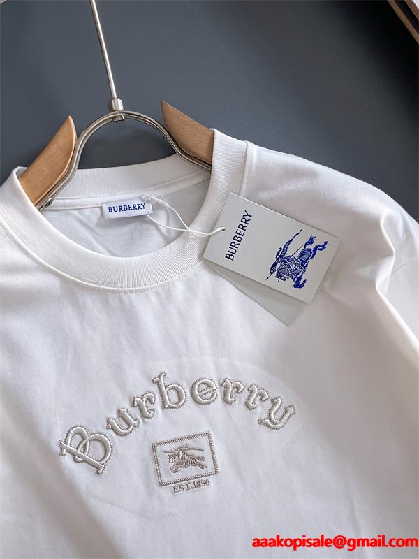 トレンド必至 バーバリー コピー BURBERRY 2025秋冬 ブラック ロゴ刺繍 長袖Tシャツ