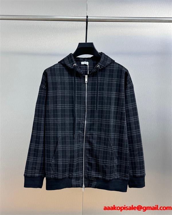 人気爆発 2025秋冬必須 ベージュ＆ブラック チェックジップパーカー バーバリー コピー BURBERRY