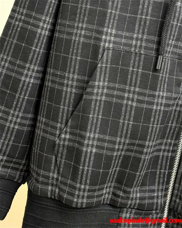 人気爆発 2025秋冬必須 ベージュ＆ブラック チェックジップパーカー バーバリー コピー BURBERRY