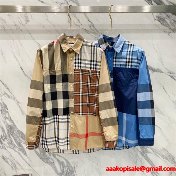 先行注目 2025秋冬必須アイテム ベージュ＆ブルー シャツ バーバリー コピー BURBERRY