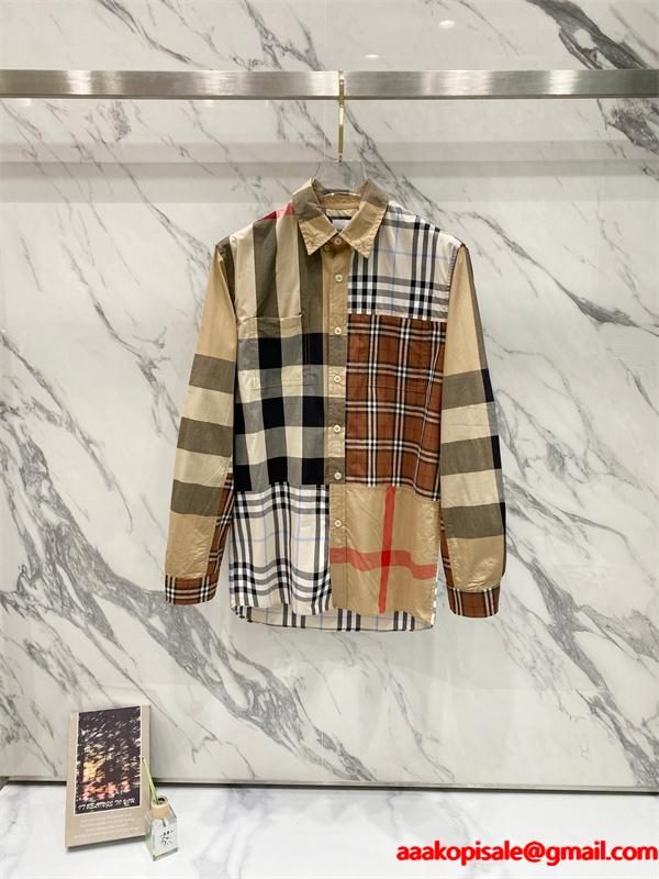 先行注目 2025秋冬必須アイテム ベージュ＆ブルー シャツ バーバリー コピー BURBERRY