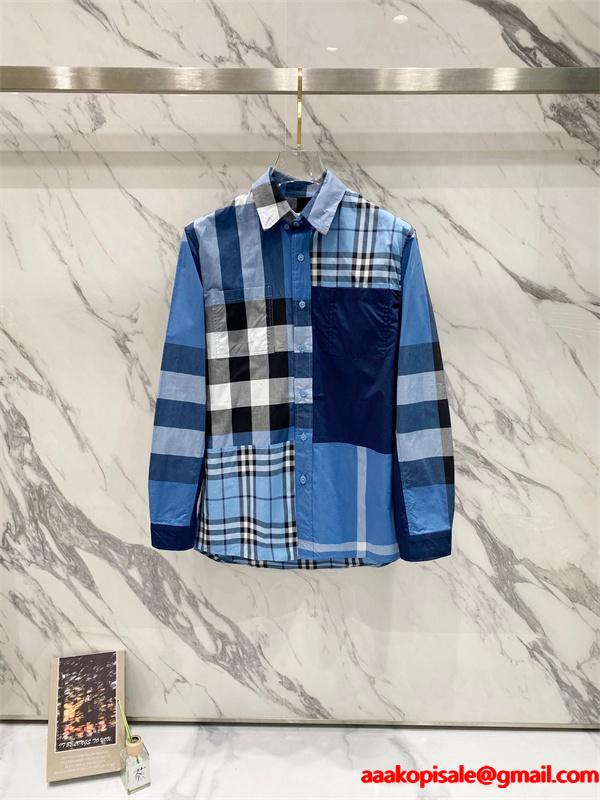 先行注目 2025秋冬必須アイテム ベージュ＆ブルー シャツ バーバリー コピー BURBERRY