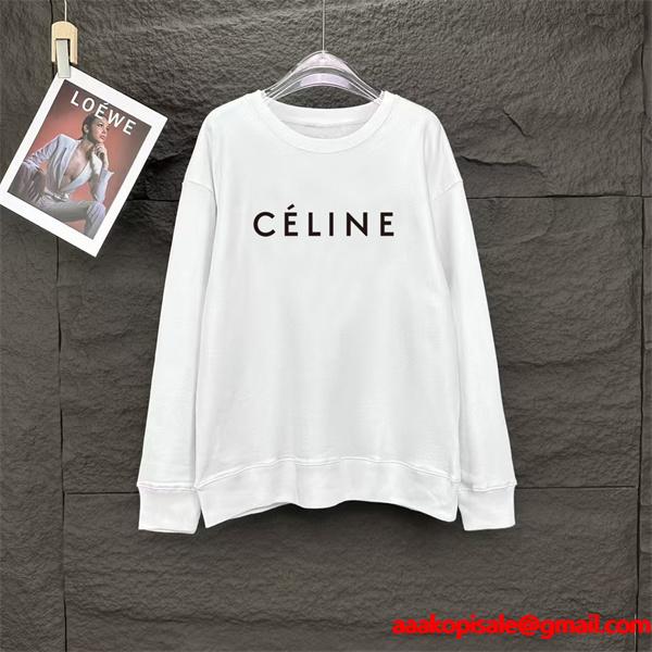 上質 CELINE セリーヌ コピー 2025秋冬 ホワイト エレガント長袖スウェット