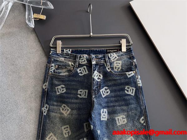 DOLCE&GABBANA 激安 総ロゴ デニム メンズ ジーンズ ヴィンテージウォッシュ ストレッチ素材 スリムカジュアル 高級感抜群