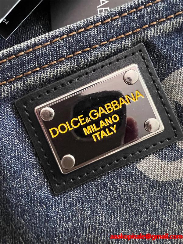 DOLCE&GABBANA 激安 総ロゴ デニム メンズ ジーンズ ヴィンテージウォッシュ ストレッチ素材 スリムカジュアル 高級感抜群