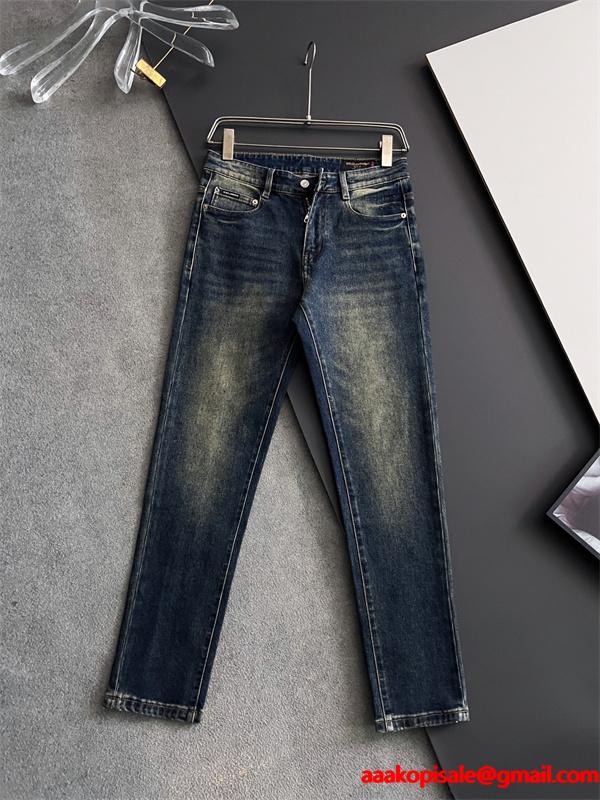 DOLCE&GABBANA 激安 ヴィンテージウォッシュ デニム メンズ ジーンズ ストレッチ スリムフィット 大人カジュアル 高級感モデル