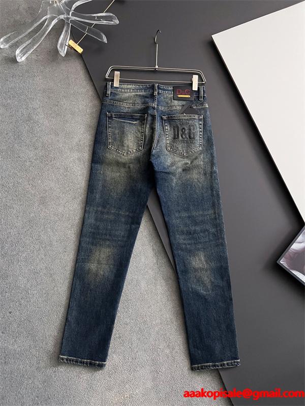 DOLCE&GABBANA 激安 ヴィンテージウォッシュ デニム メンズ ジーンズ ストレッチ スリムフィット 大人カジュアル 高級感モデル