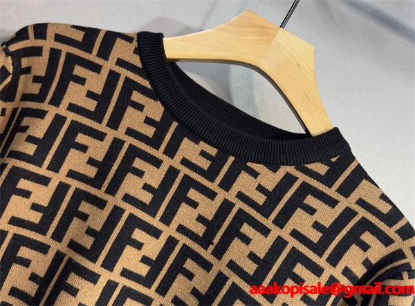 冬支度 FF総柄 ブラウン FENDI フェンディ スーパーコピー ニット 売れ筋 おすすめ