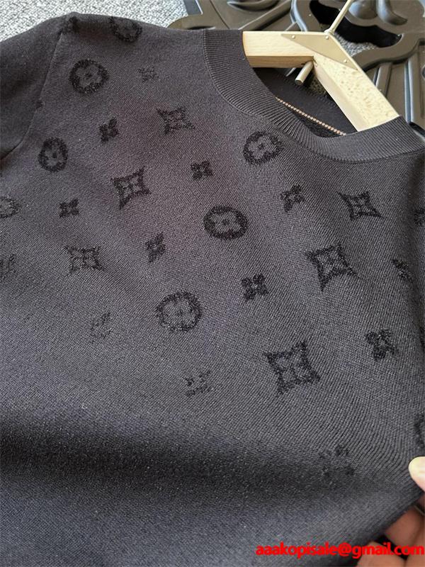 2025秋冬 保温性抜群 シックな風合い ブラック ニットトップス LOUIS VUITTON ルイヴィトン コピー 