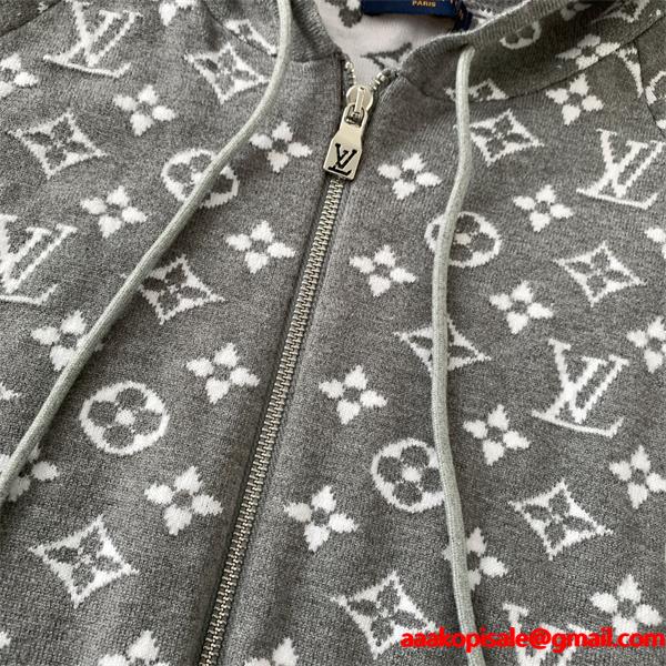 2025秋冬 快適ニット シンプル映え グレー ジップパーカー LOUIS VUITTON ルイヴィトン スーパーコピー 