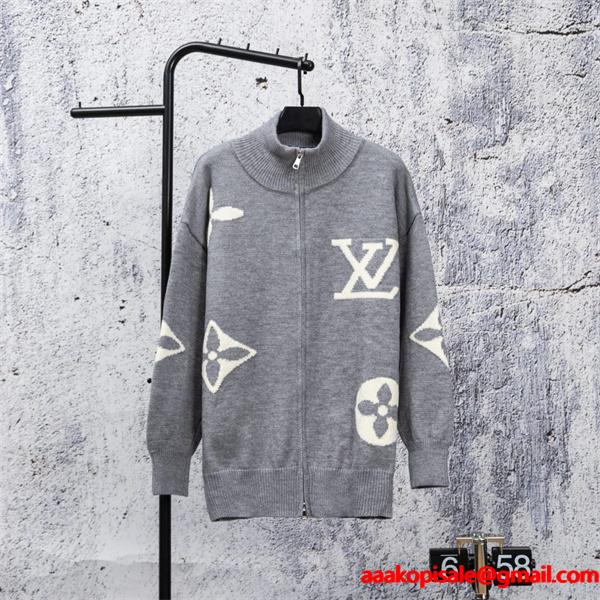2025秋冬注目 グレー 洗練 シック ニットブルゾン LOUIS VUITTON ルイヴィトン スーパーコピー