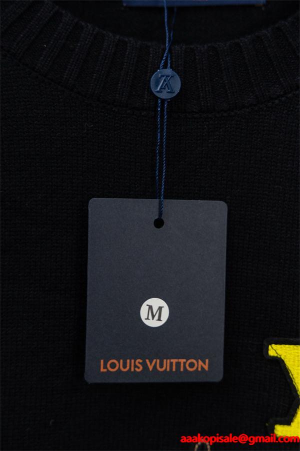 LOUIS VUITTON ルイヴィトン コピー 2025秋冬話題 ブラック モード 個性派 クルーネックニット