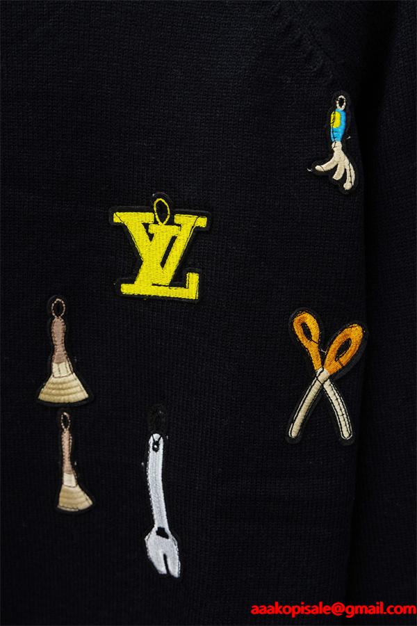 LOUIS VUITTON ルイヴィトン コピー 2025秋冬話題 ブラック モード 個性派 クルーネックニット