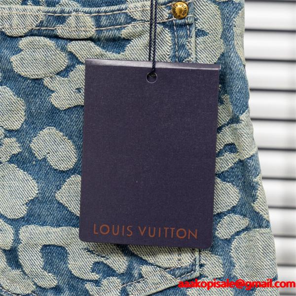 2025秋冬推し ブルー アート風 柔和 ワイド LOUIS VUITTON ルイヴィトン スーパーコピー デニムパンツ