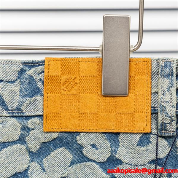 2025秋冬推し ブルー アート風 柔和 ワイド LOUIS VUITTON ルイヴィトン スーパーコピー デニムパンツ