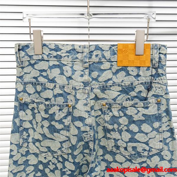 2025秋冬推し ブルー アート風 柔和 ワイド LOUIS VUITTON ルイヴィトン スーパーコピー デニムパンツ